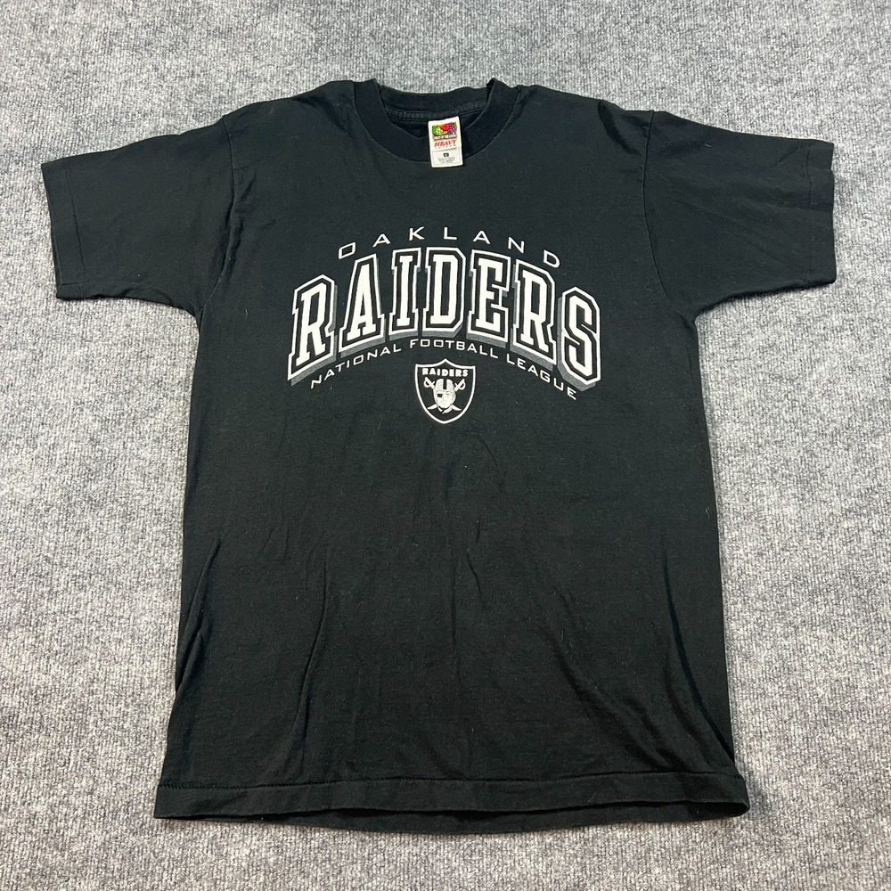 Oakland Raiders Shirt Men Large Black Fruit Of The Loom Football Team NFL Cotton